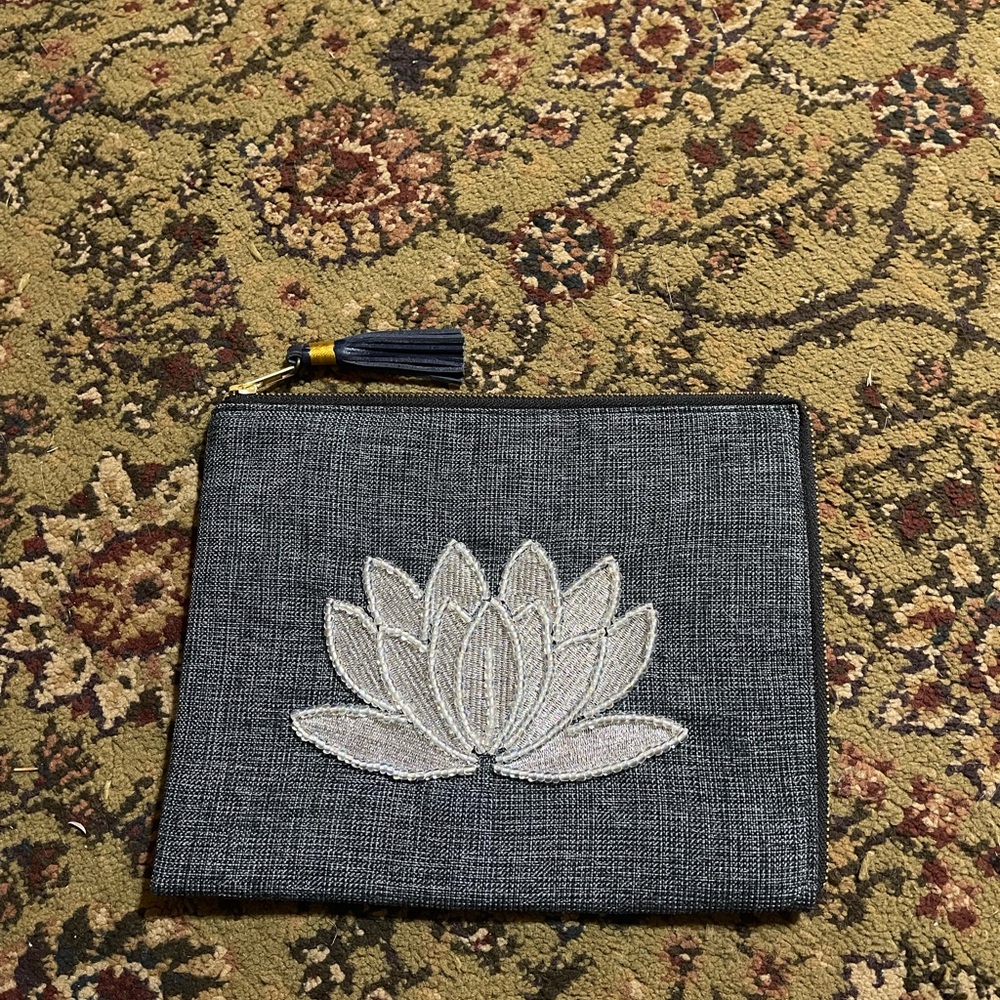God's Grace floral embellished jute coin purse by Javanese artisan Nell
